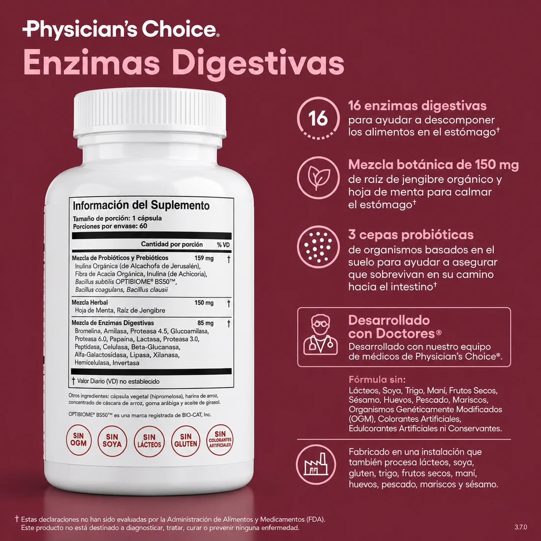 Physician's Choice® – Enzimas Digestivas (30 Cápsulas)