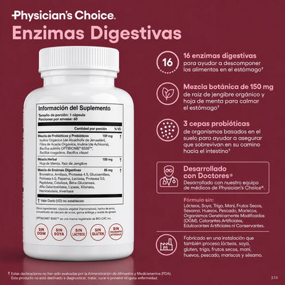 Physician's Choice® – Enzimas Digestivas (30 Cápsulas)